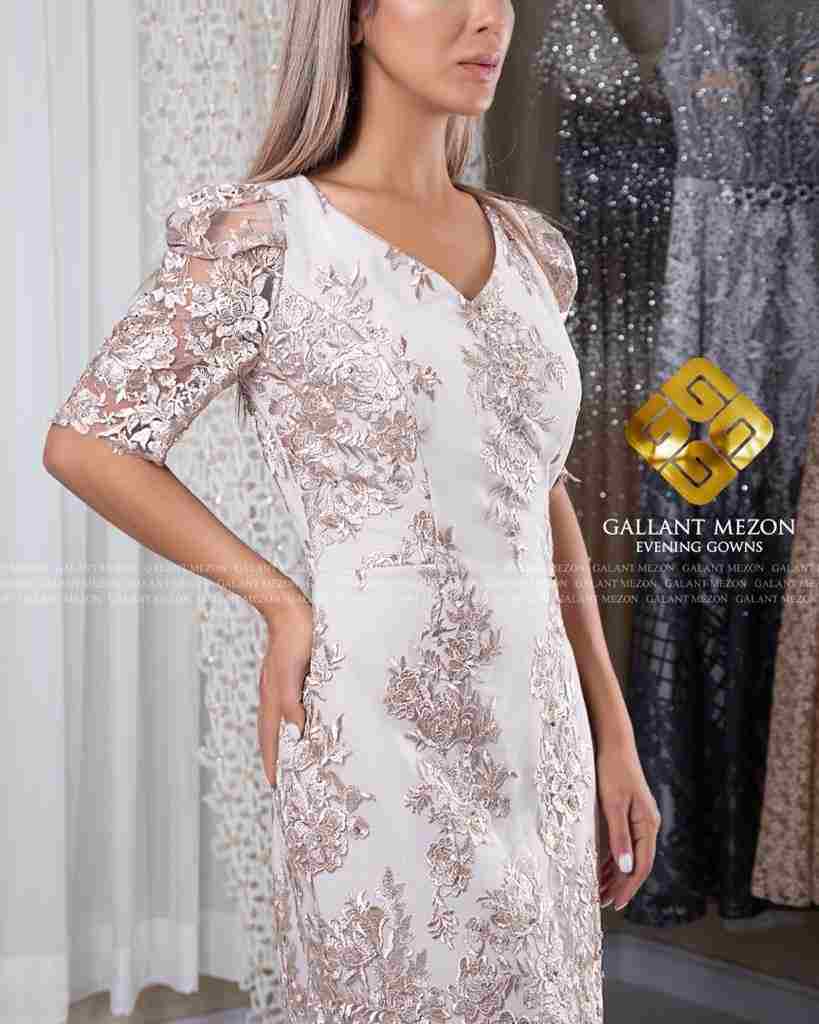 لباس شب مجلسی گیپور سفید - مزون گالانت