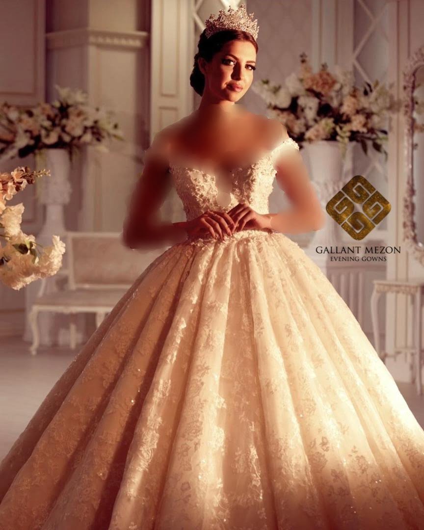 لباس عروس دکلته پفی پرنسسی - مزون گالانت