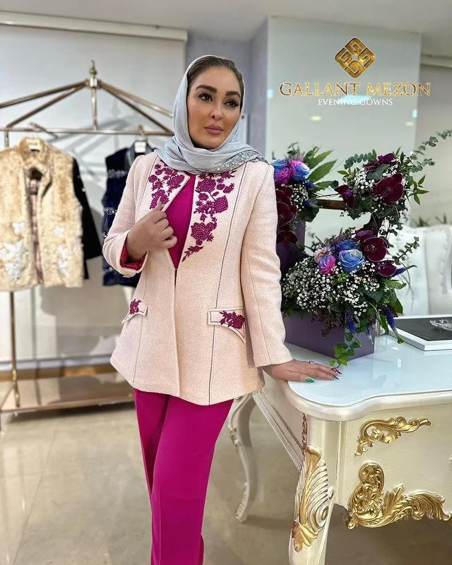 کت و شلوار کرمی صورتی لاکچری - مزون گالانت